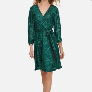 DKNY Green sequin party dress